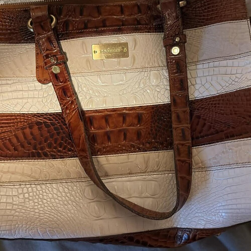 Brahmin Brown and white purse